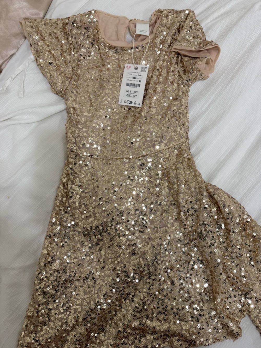 Zara Gold Sequin Girls Dress